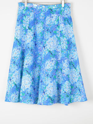 Blue Floral 1970s Floaty Summer Skirt 30 10/12 - The Harlequin
