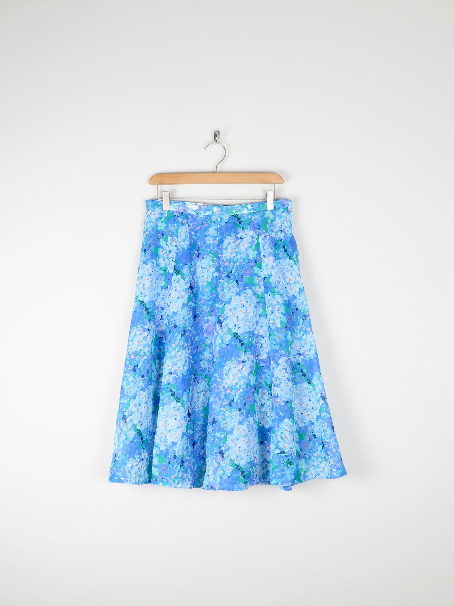 Blue Floral 1970s Floaty Summer Skirt 30 10/12 - The Harlequin