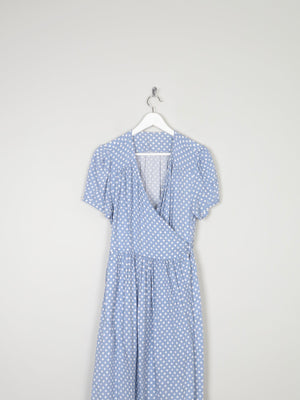 Blue Polka Dot Wrap Over Midi Dress M/L 12/14 - The Harlequin