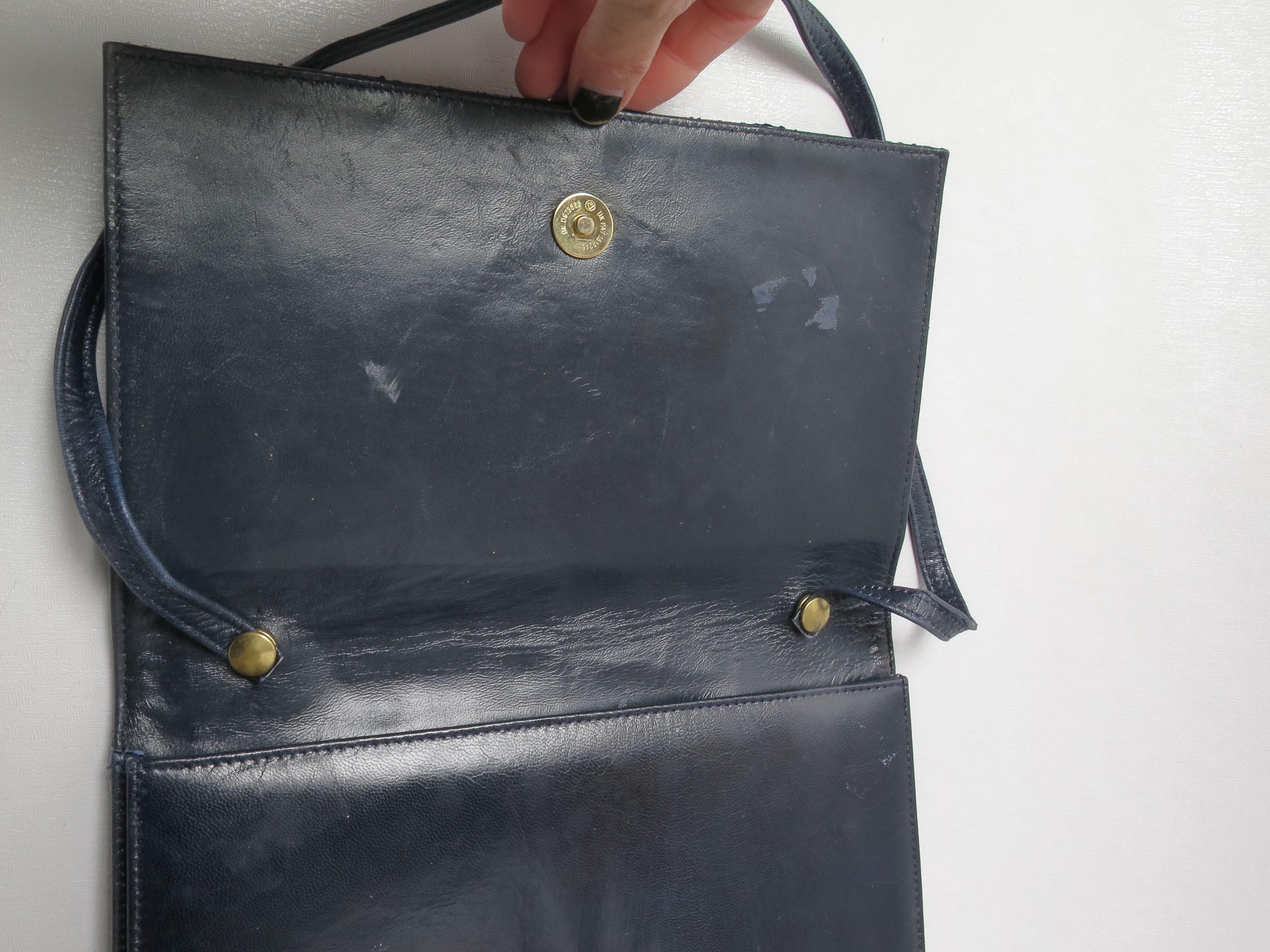 Blue/Navy Snakeskin Vintage Bag - The Harlequin