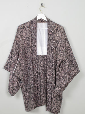 Vintage Brocade Harori Kimono Pink & Grey M - The Harlequin