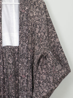 Vintage Brocade Harori Kimono Pink & Grey M - The Harlequin