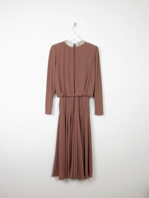 Caramel Brown Neiman Marcus Midi Vintage Dress 8 - The Harlequin