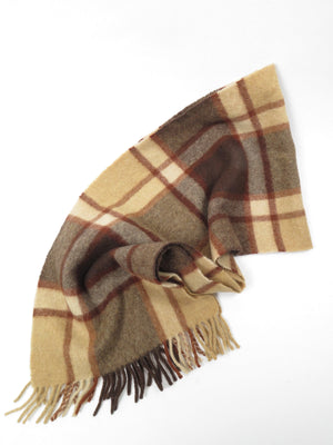 Check Cream & Wine & Brown Wool Scarf - The Harlequin