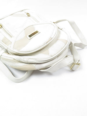 Cream Leather  Patchwork Backpack Bag Unused - The Harlequin