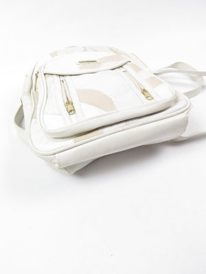 Cream Leather  Patchwork Backpack Bag Unused - The Harlequin