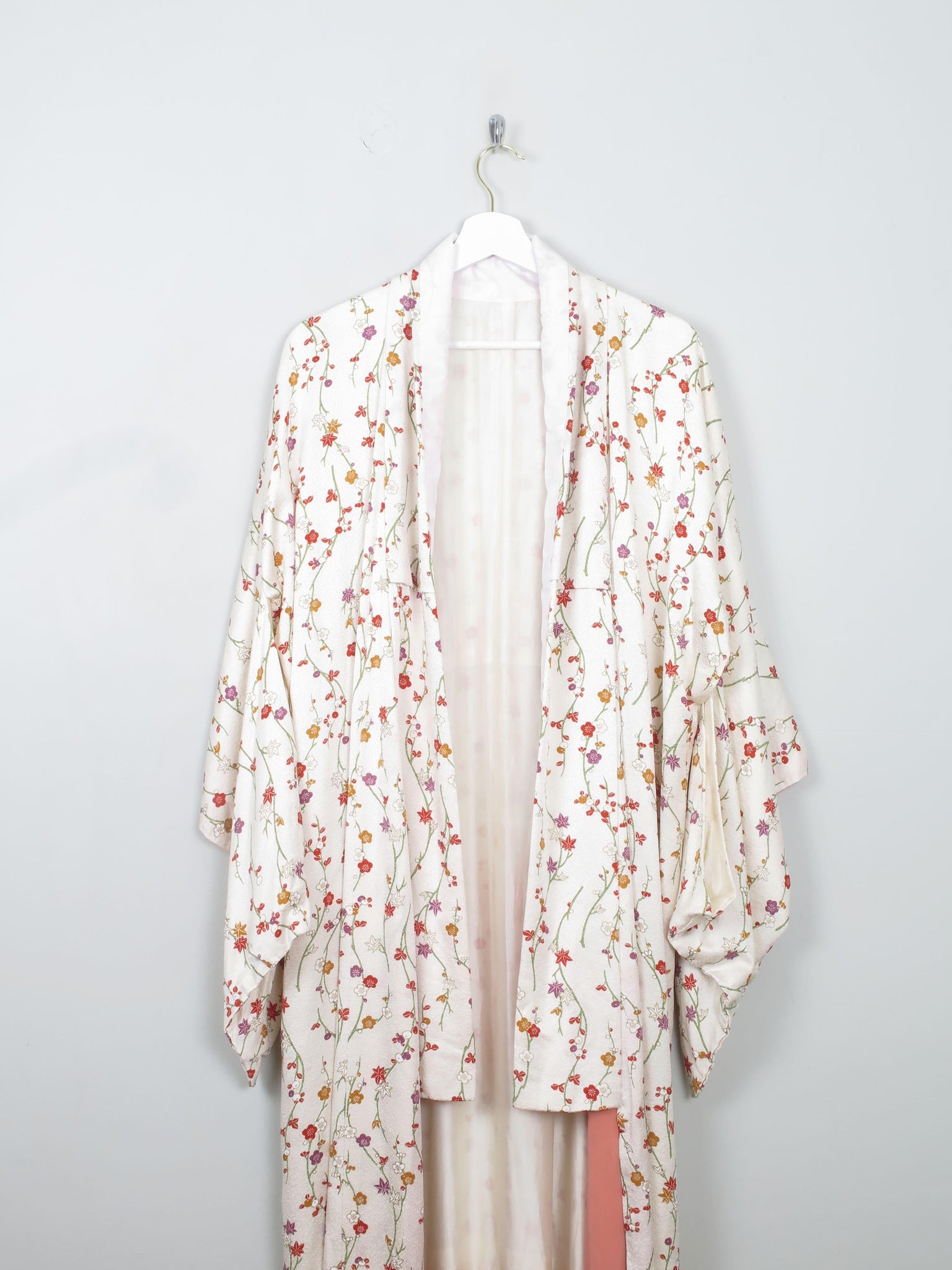 Cream Silk Colourful Printed  Vintage Kimono S-L - The Harlequin
