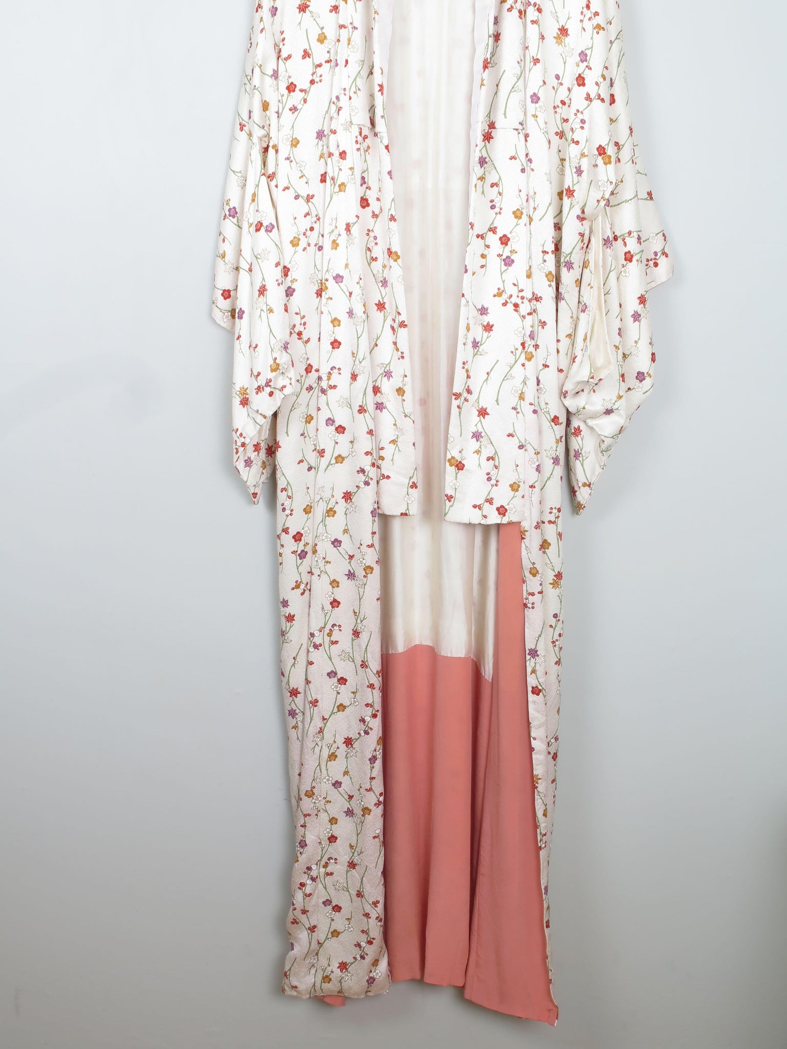 Cream Silk Colourful Printed  Vintage Kimono S-L - The Harlequin