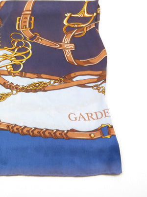 Gardeur Blue,Navy & Tan Silk Hand Rolled Scarf - The Harlequin