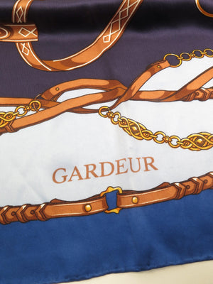 Gardeur Blue,Navy & Tan Silk Hand Rolled Scarf - The Harlequin