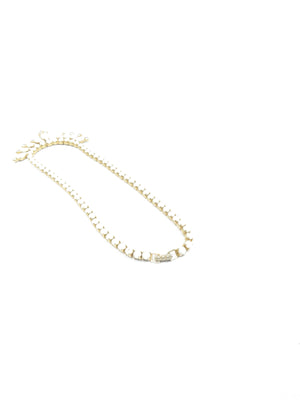 Gold & White Milk Glass  & Diamanté 1960s Necklace - The Harlequin