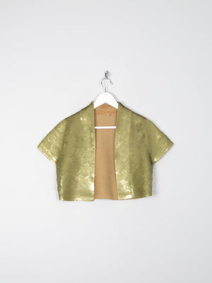 Green Gold Sequin Cropped Bolero Jacket S - The Harlequin