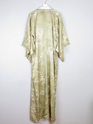 Vintage Green Leaf Print Kimono M - The Harlequin