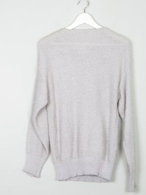 Grey & Silver 1980s Lurex Jumper With Appliqué  S/M - The Harlequin