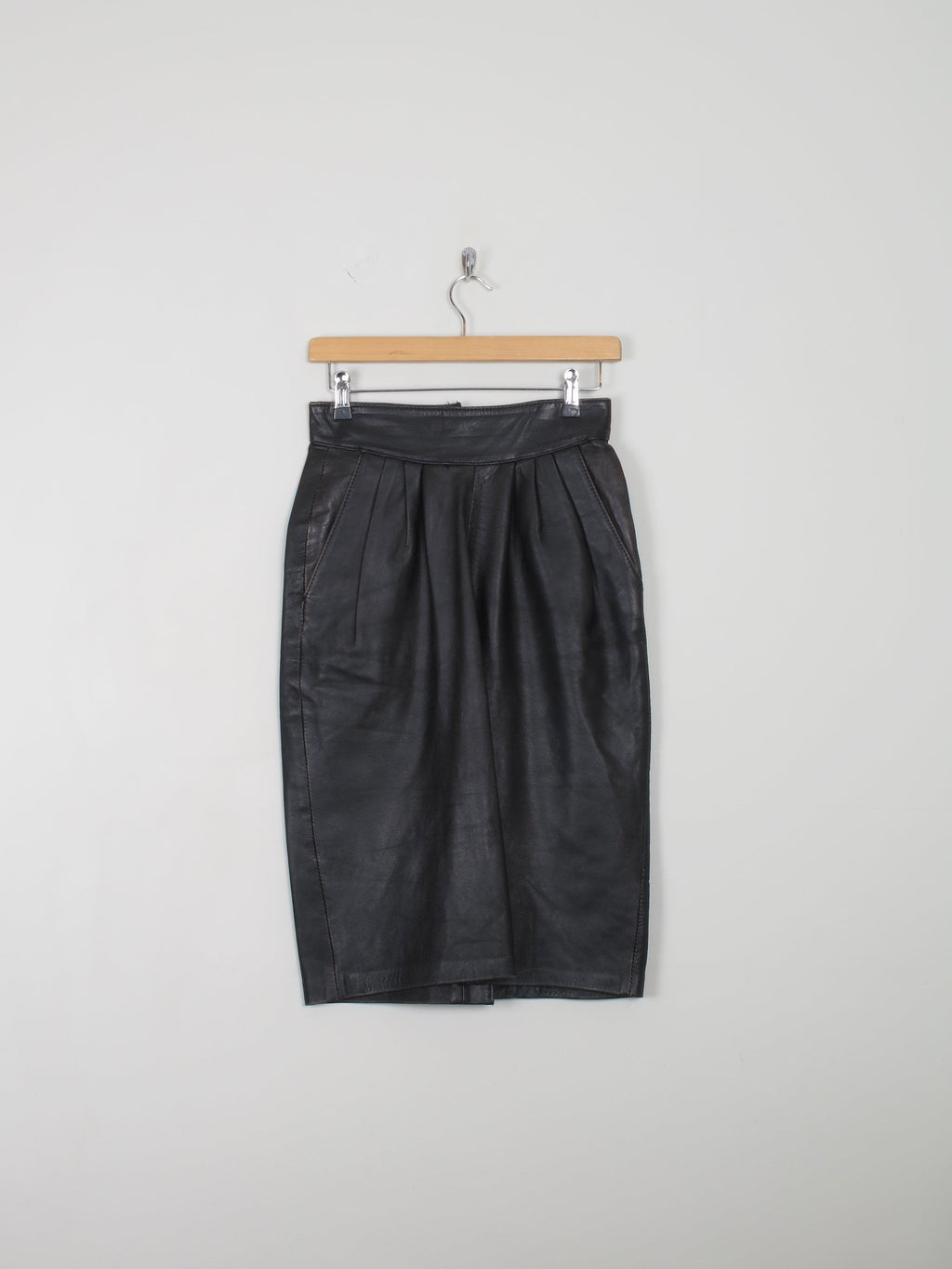 Vintage Leather Skirt Black 27" - The Harlequin