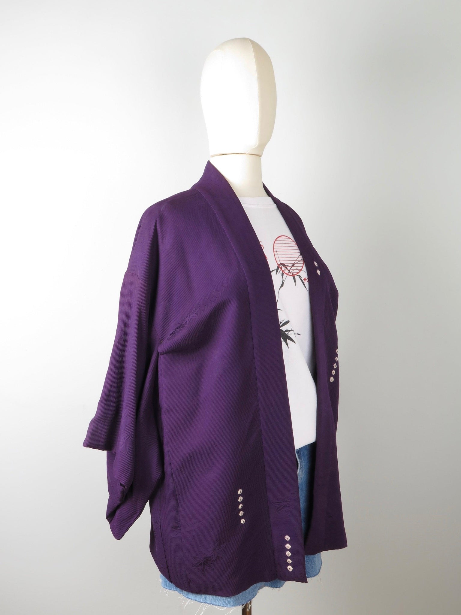 Vintage Plum Silk  Kimono M - The Harlequin