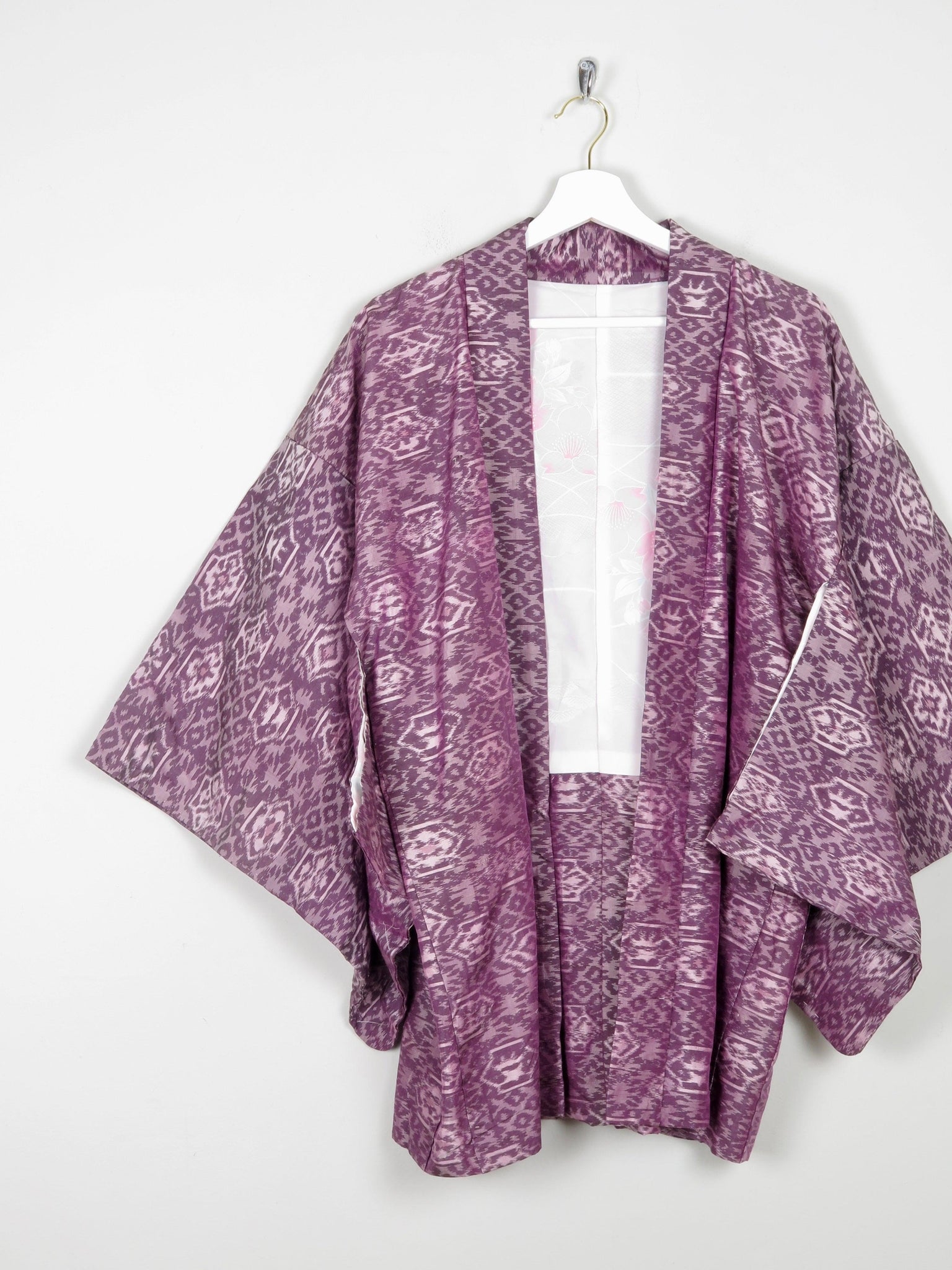 Vintage Purple Silk Printed Kimono M/L - The Harlequin