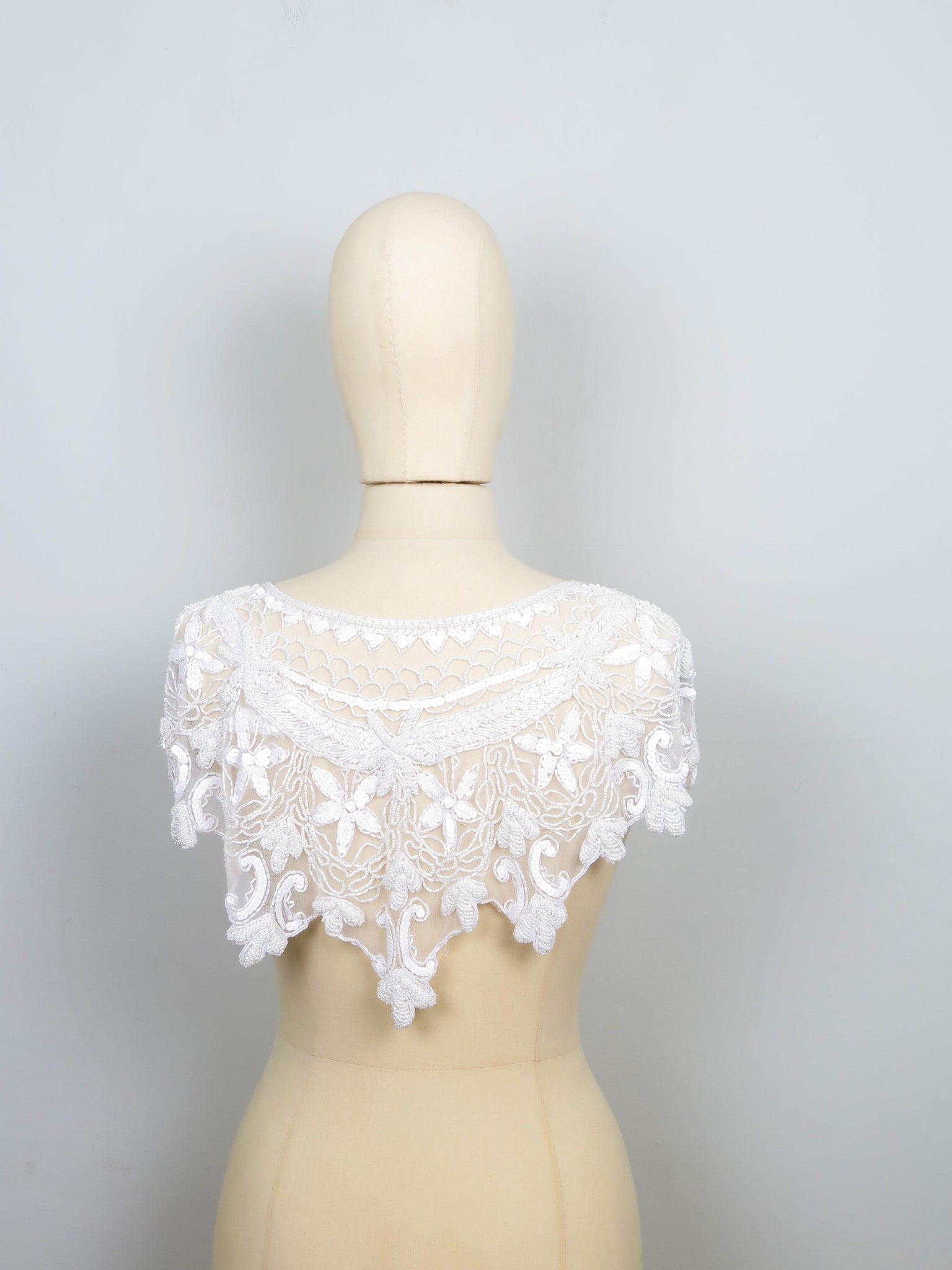 Beaded White Cape/Collar One Size New - The Harlequin