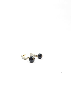 Diamante & Black Drop Earrings - The Harlequin
