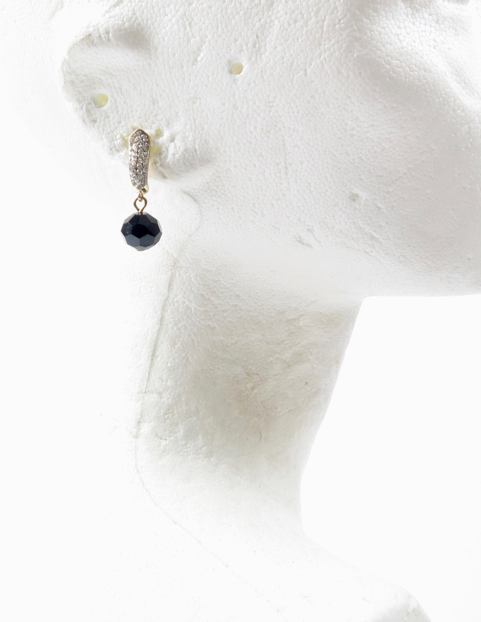 Diamante & Black Drop Earrings - The Harlequin