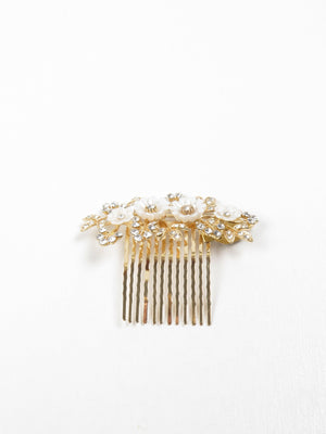 Gold Floral & Diamante Hair Comb - The Harlequin