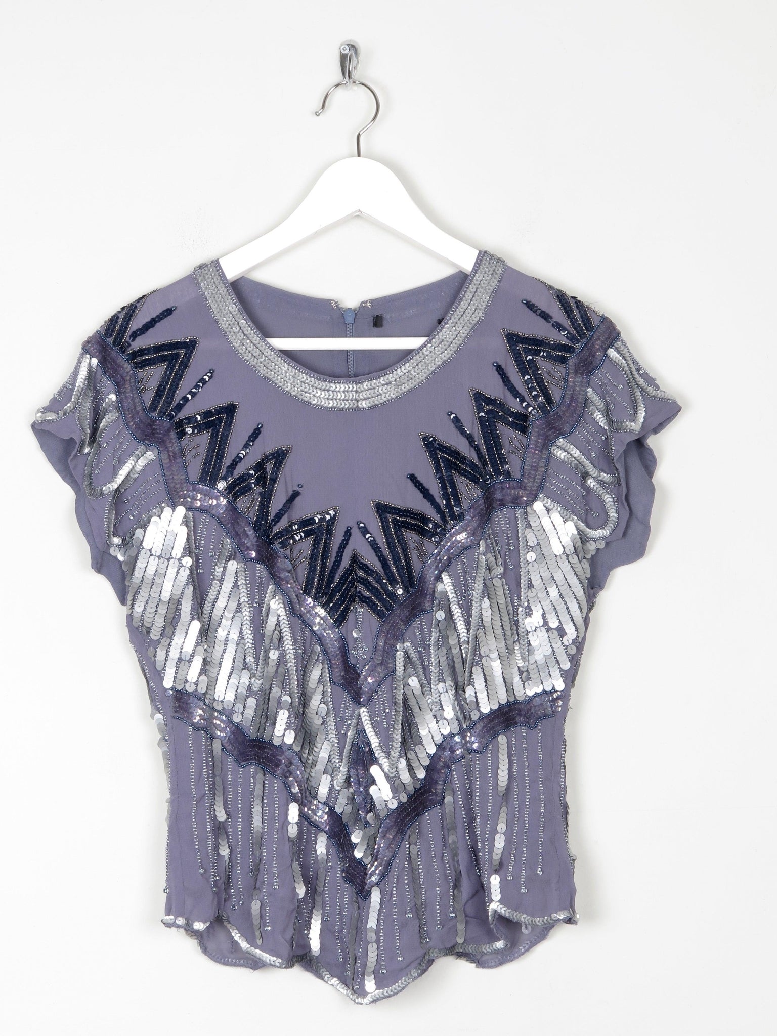 Grey & Blue Beaded Top 10 - The Harlequin