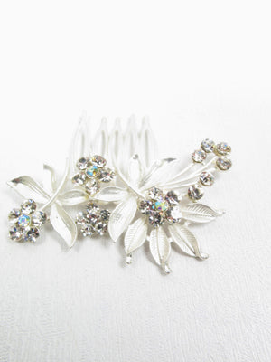Vintage Style  Hair Comb Small Silver & Diamanté - The Harlequin