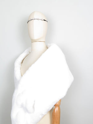 Vintage Style White Faux Fur Stole/Wrap New - The Harlequin