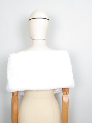 Vintage Style White Faux Fur Stole/Wrap New - The Harlequin
