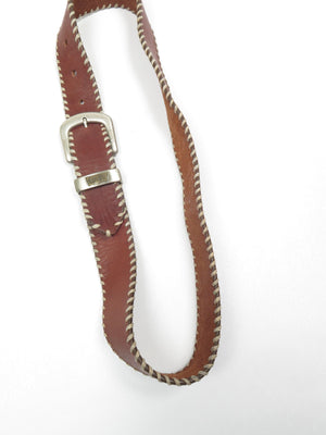 Tan Leather Blanket Stitch Belt With Levis Buckle XS/6/8 - The Harlequin