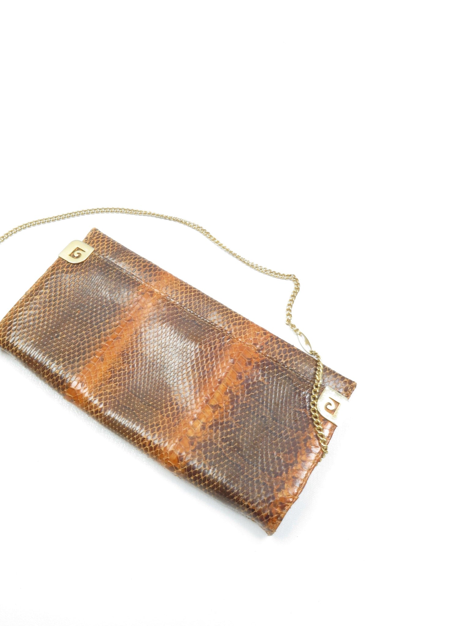 Tan Snakeskin Envelope Shoulder  Bag - The Harlequin