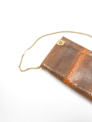 Tan Snakeskin Envelope Shoulder  Bag - The Harlequin