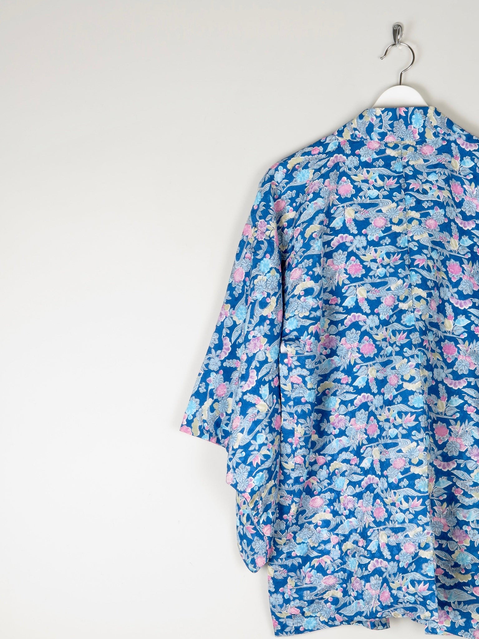 Vintage Turquoise Printed Kimono M - The Harlequin