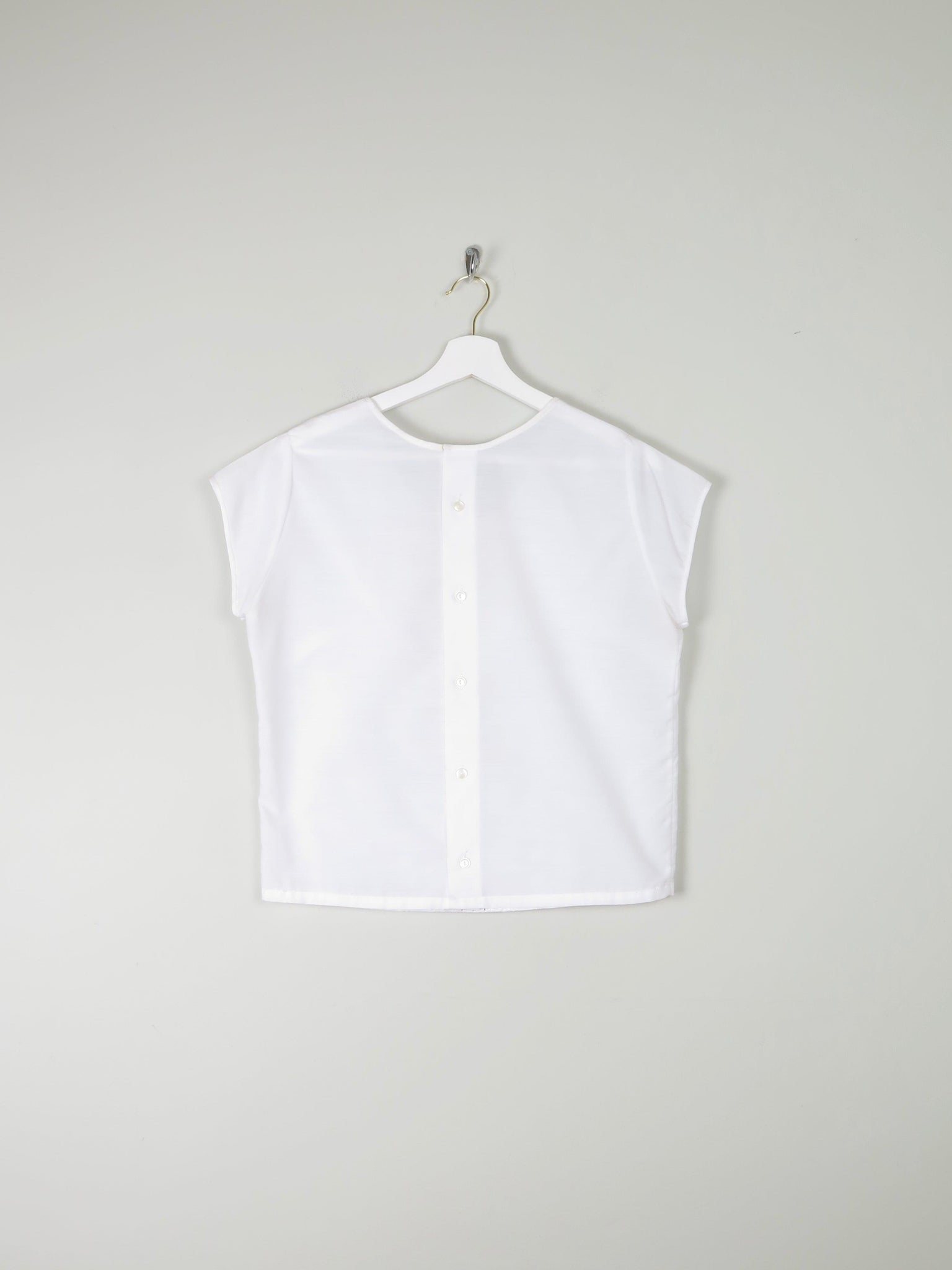 Vintage White Blouse With Short Sleeves L - The Harlequin