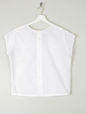 Vintage White Blouse With Short Sleeves L - The Harlequin