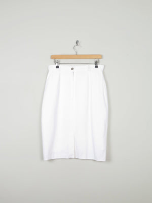 Vintage White Knee Length High Waist Skirt 10/12 30W - The Harlequin