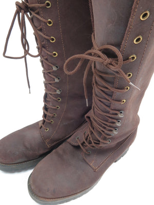 Vintage Women’s Brown Suede  Lace Up Boots 38/5 - The Harlequin