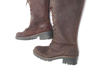 Brown Suede Long  Lace Up Boots 38/5 - The Harlequin