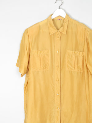 Women’s Yellow Vintage Silk Shirt/Blouse L - The Harlequin