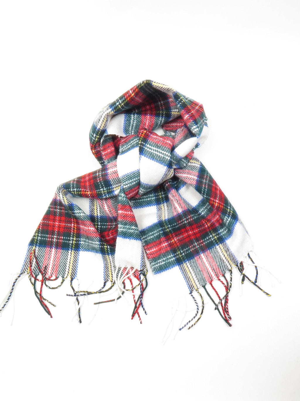 White & Red Wool Mix Tartan scarf - The Harlequin
