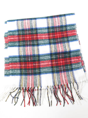 White & Red Wool Mix Tartan scarf - The Harlequin