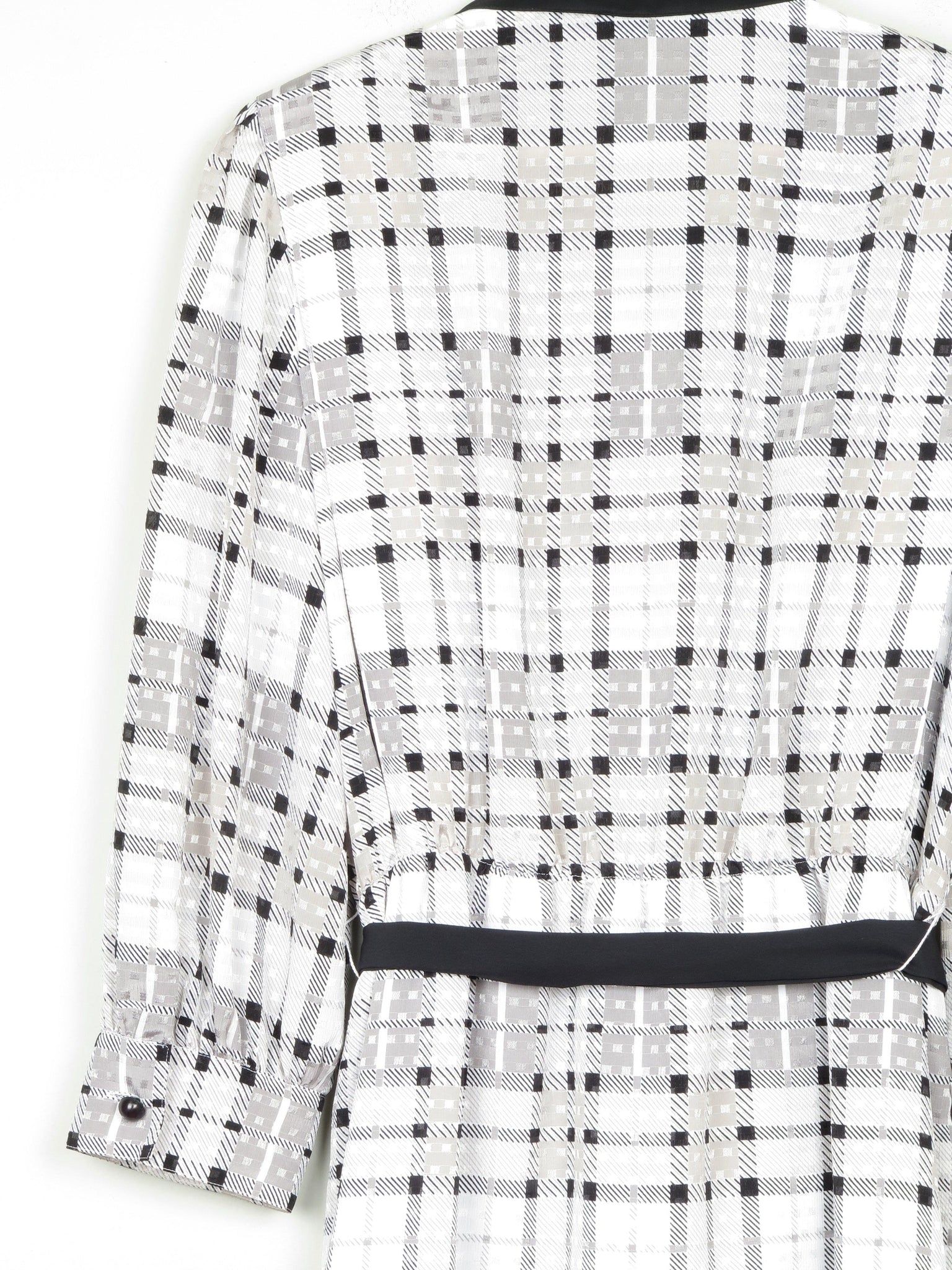 White Check Dress With Collar Knee Length 12/14 - The Harlequin