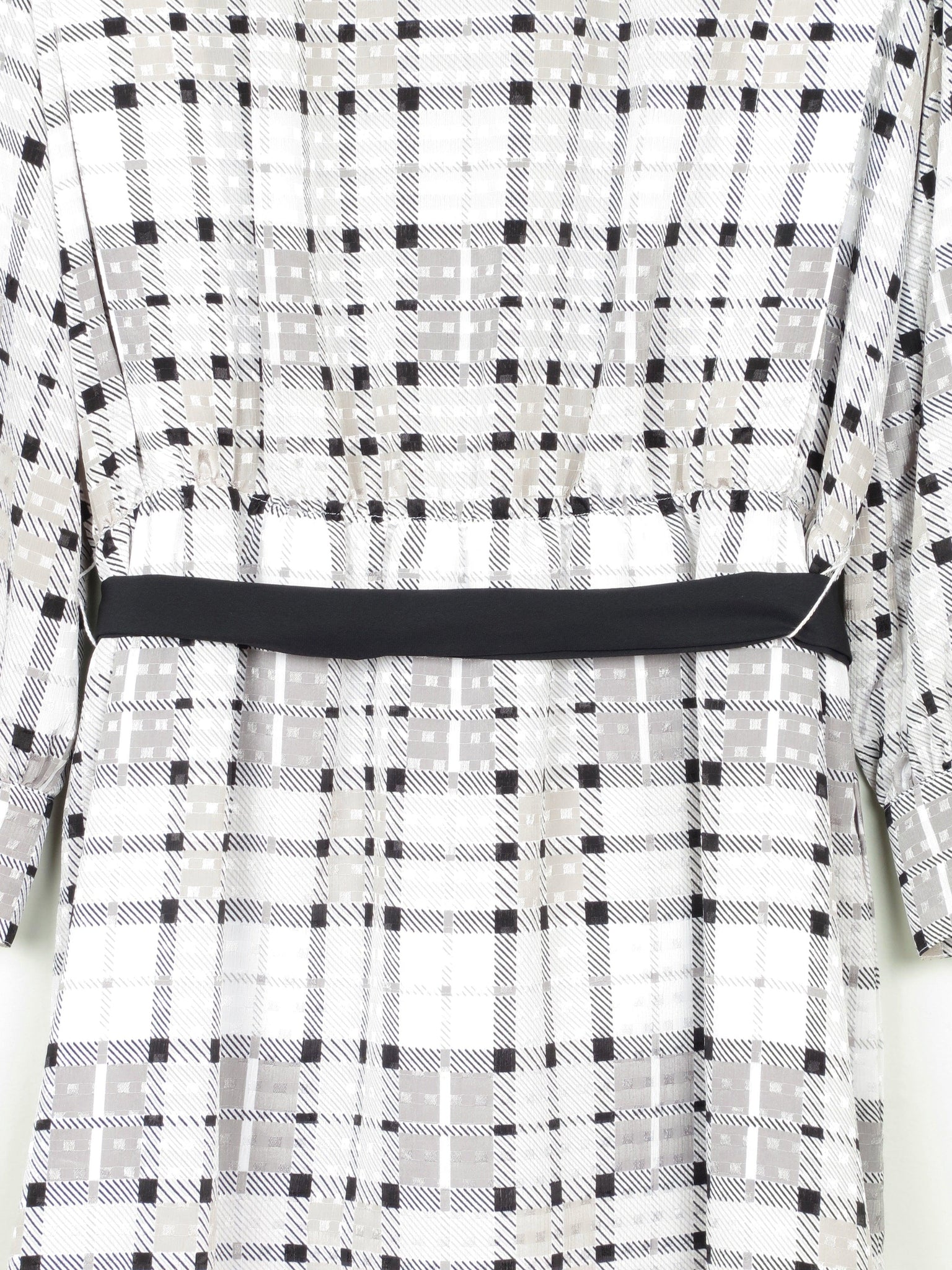 White Check Dress With Collar Knee Length 12/14 - The Harlequin