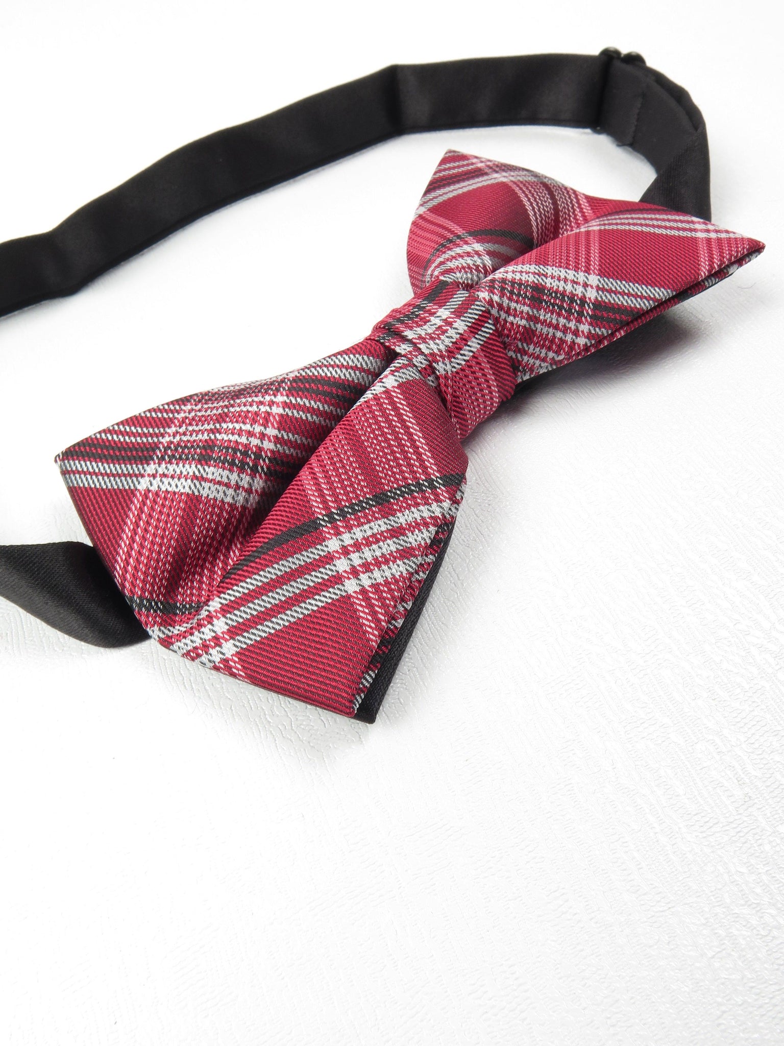 Wine Retro Check Dickie Bow Tie - The Harlequin