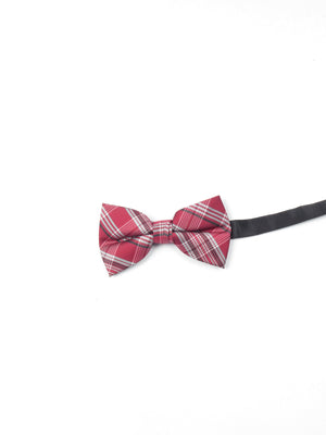 Wine Retro Check Dickie Bow Tie - The Harlequin