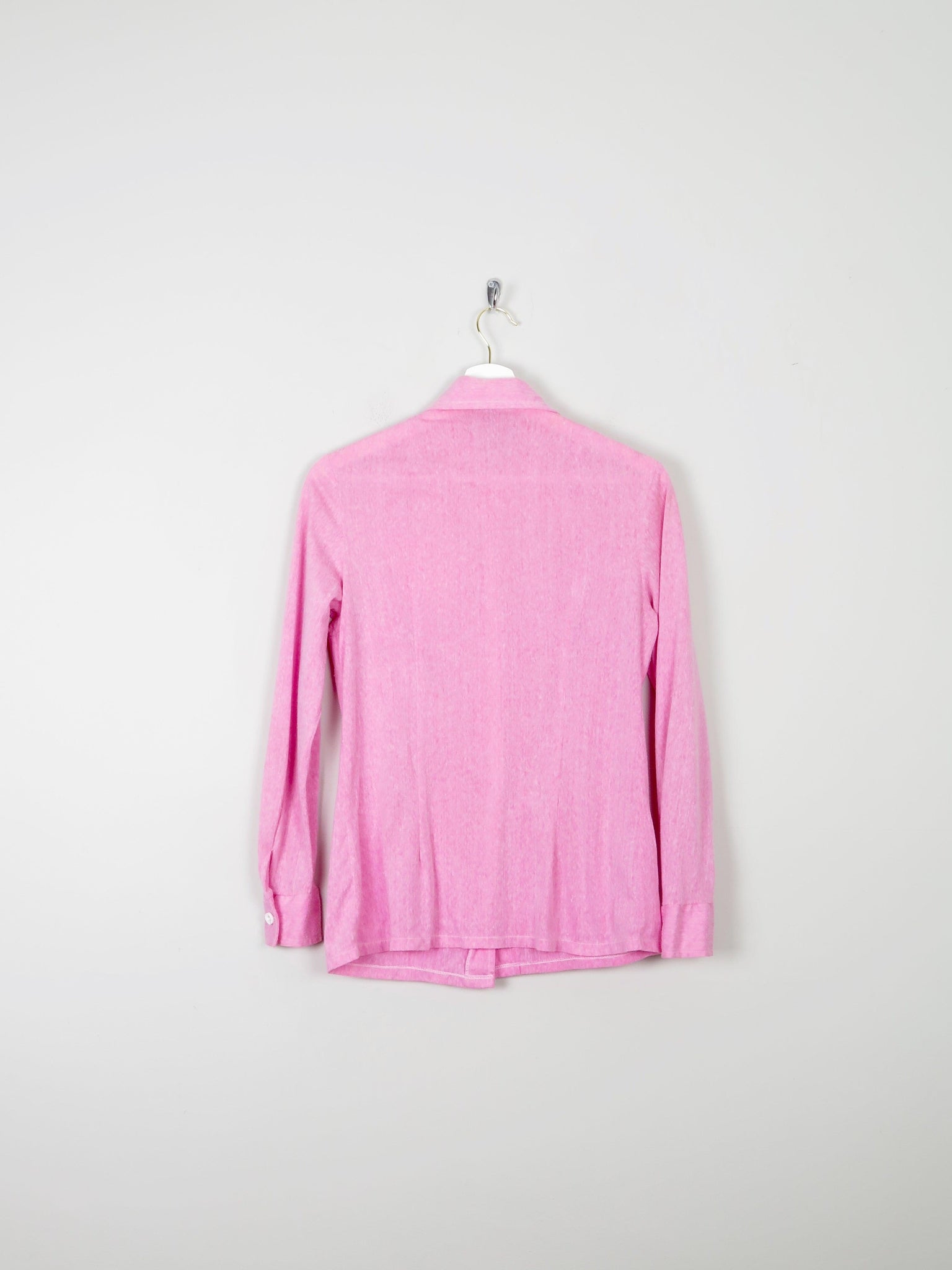 Women's 1970s Candy Pink Blouse With A Collar S - The Harlequin