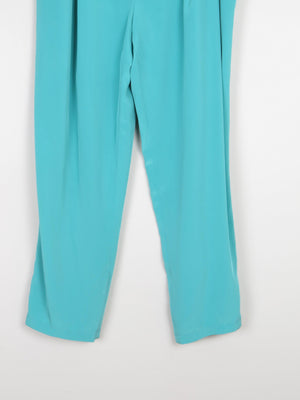 Women's Aqua Turquoise Floaty High Waist Vintage Trousers 34" W/ L - The Harlequin