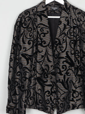 Women’s Babu Paris Grey Flock/Devore Taffeta Vintage Evening Jacket S - The Harlequin