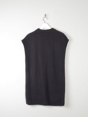 Women's Black 80s Ribbed Vintage Knitted Gilet M/L - The Harlequin