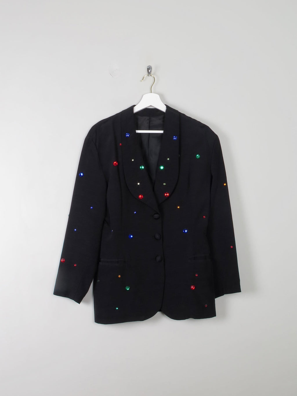 Women's Black & Colourful Embellished Vintage Jacket S - The Harlequin